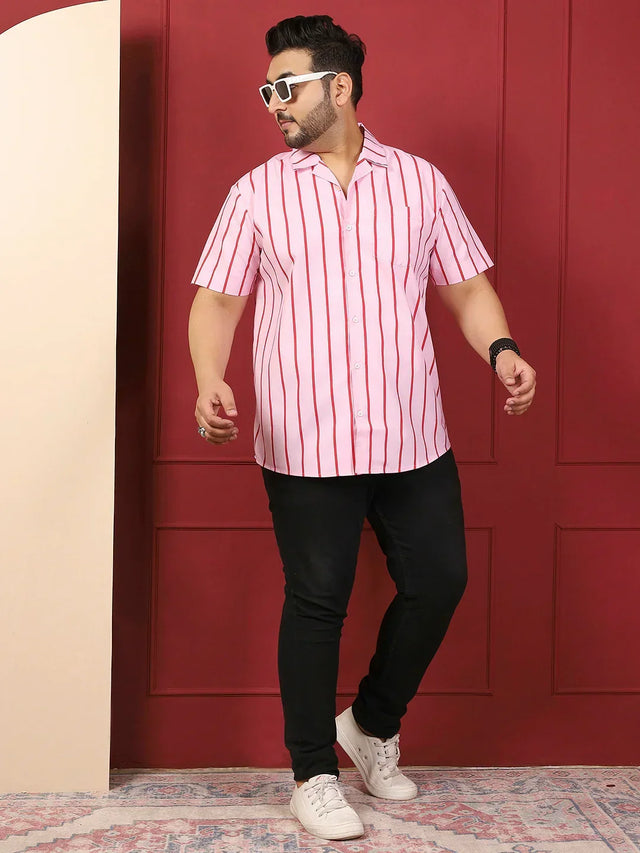 Men Plus Size Tundiq Multicolor Striped Shirt - bigbanana