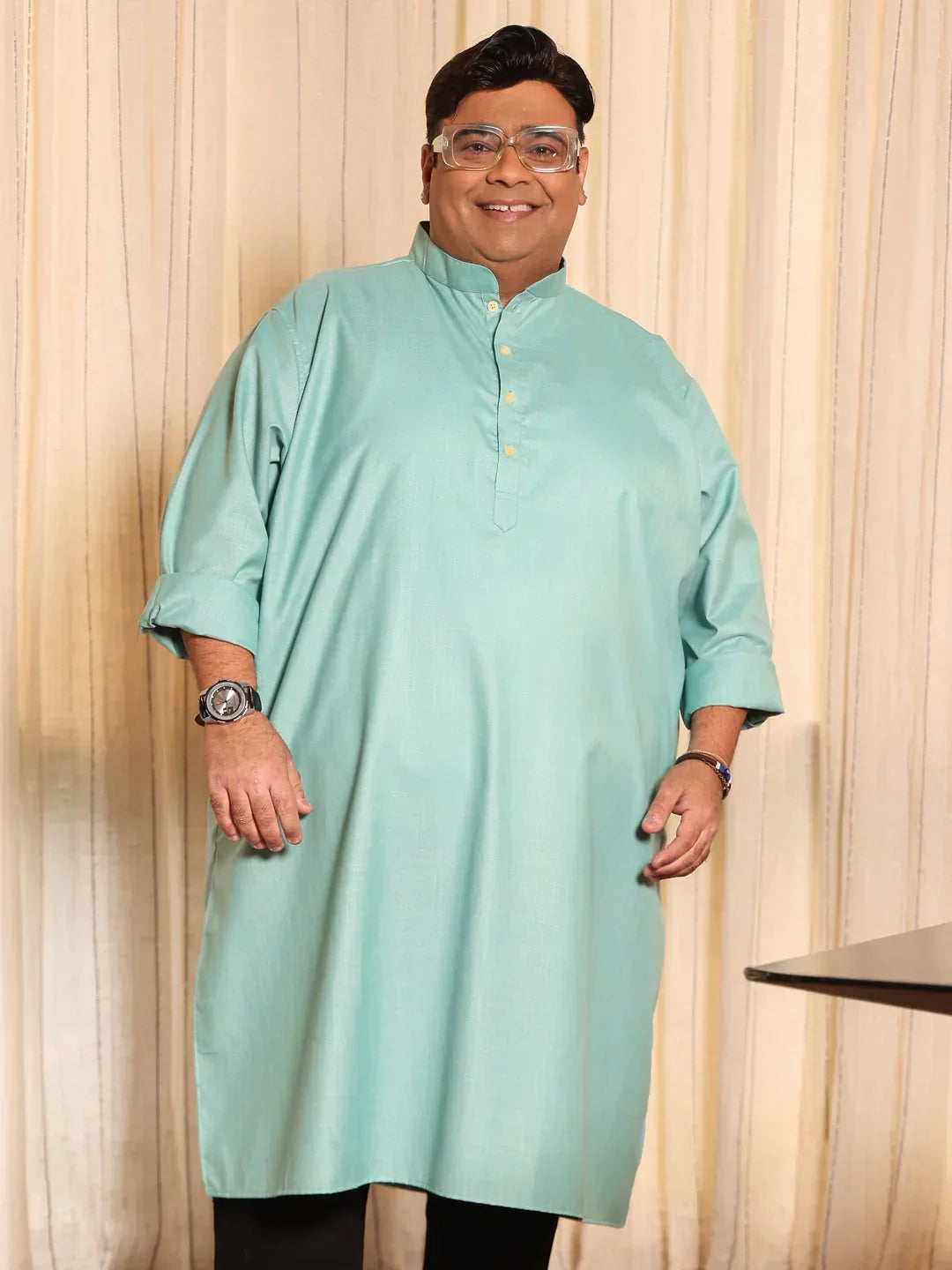 Men Plus Size Ullas Solid Kurta - bigbanana