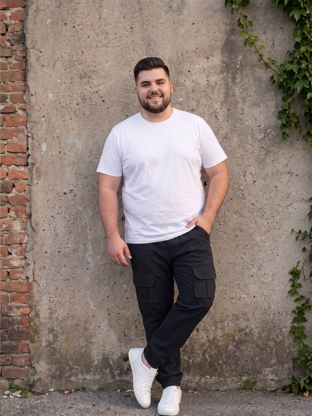 Men Plus Size Urbanstride Black Solid Trackpants