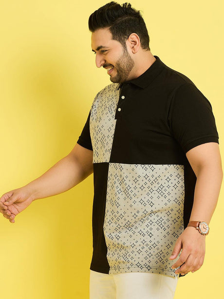 Men Plus Size Vagur Colorblock Polo Tshirt - bigbanana