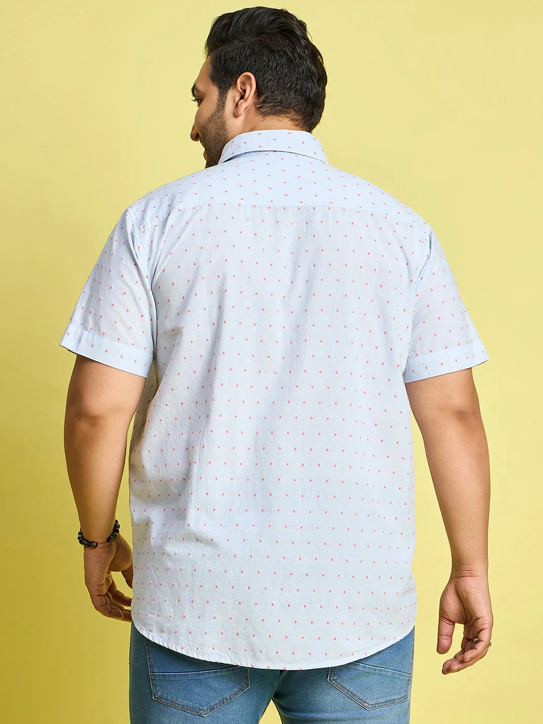 Men Plus Size Verden Dotted Jacquard Shirt - bigbanana
