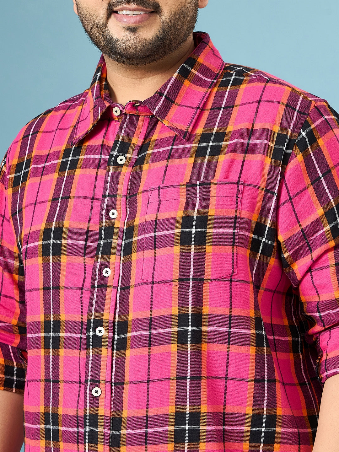 Men Plus Size Vermil Multicolor Checkered Casual Shirt