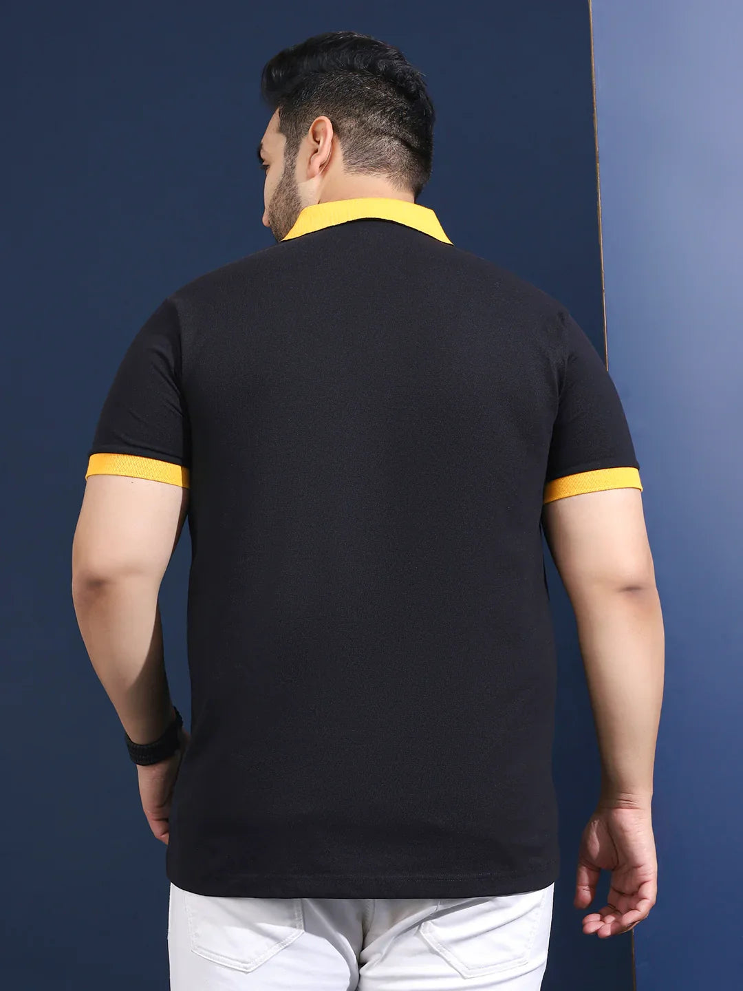 Men Plus Size Vesper Solid Black Polo Tshirt - bigbanana