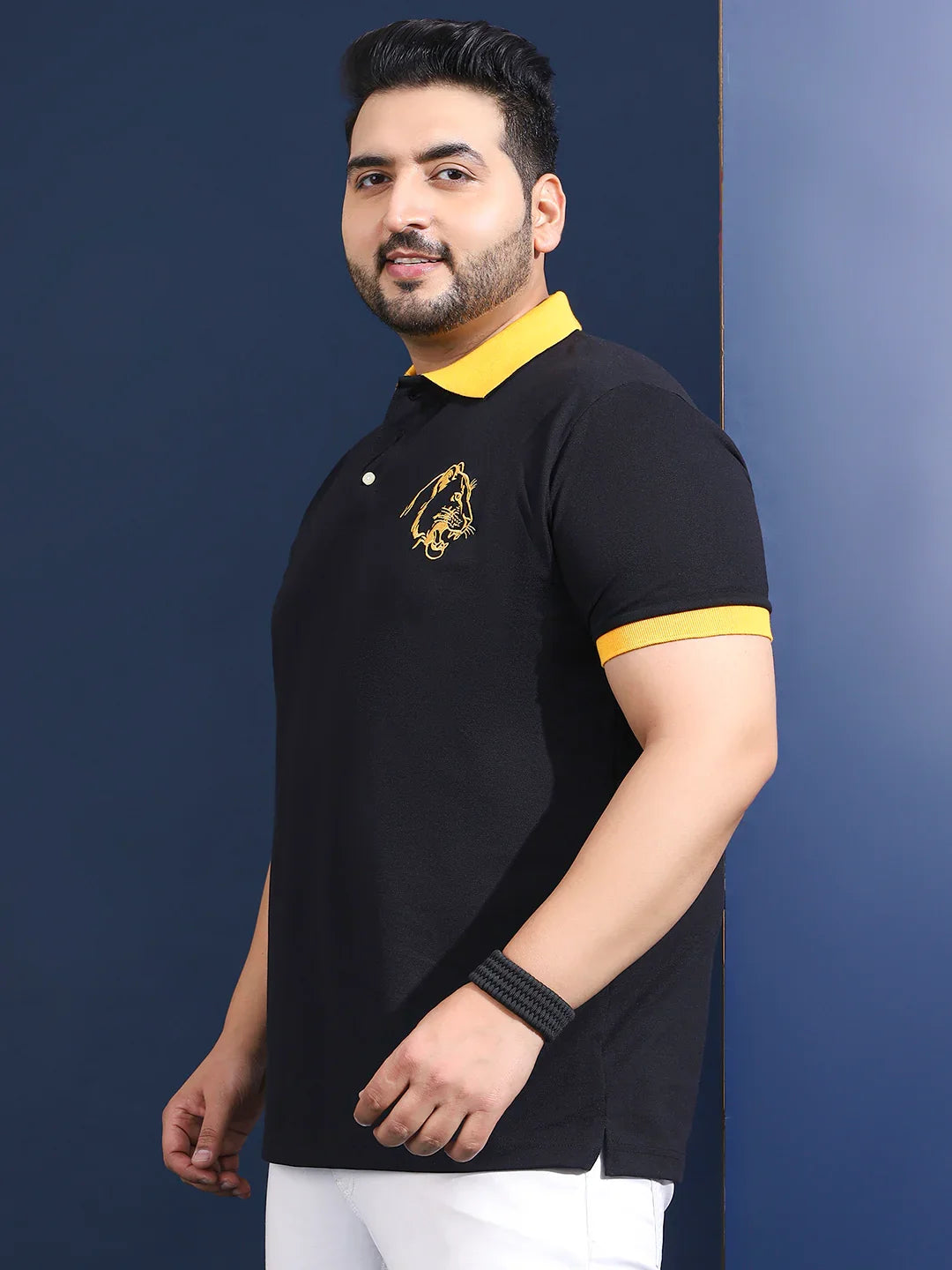 Men Plus Size Vesper Solid Black Polo Tshirt - bigbanana