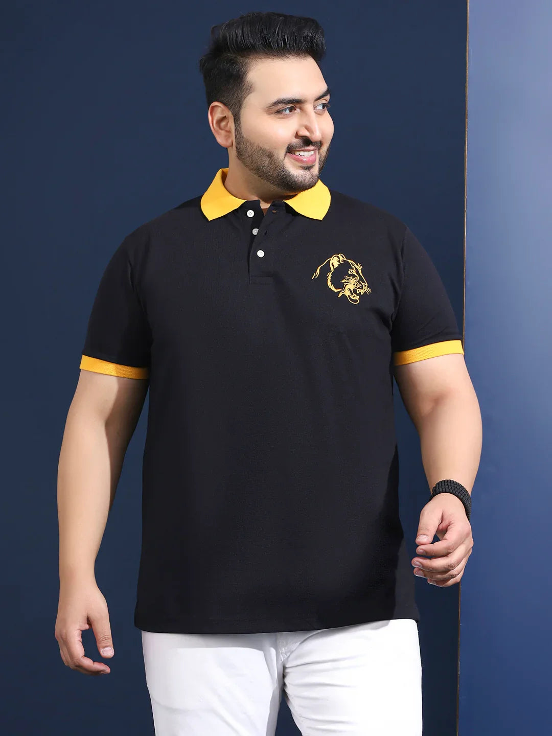 Men Plus Size Vesper Solid Black Polo Tshirt - bigbanana