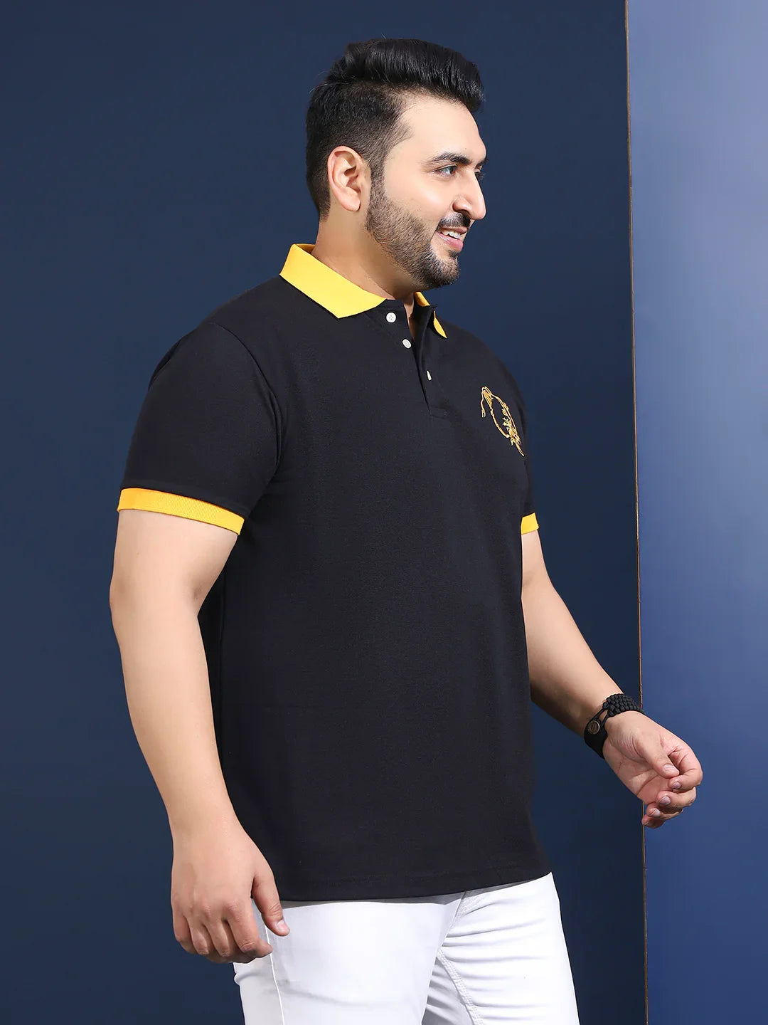 Men Plus Size Vesper Solid Black Polo Tshirt - bigbanana