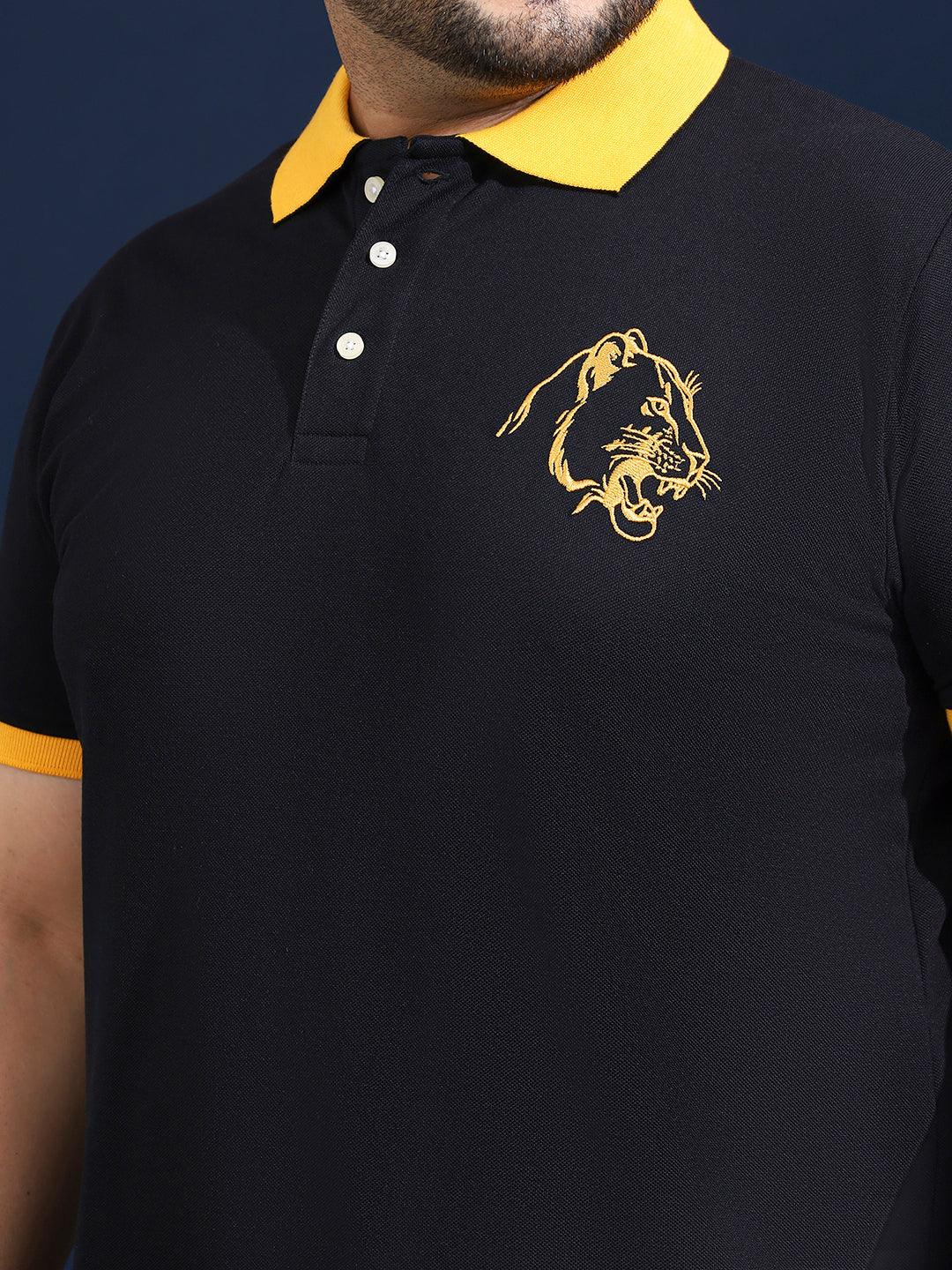 Men Plus Size Vesper Solid Black Polo Tshirt - bigbanana