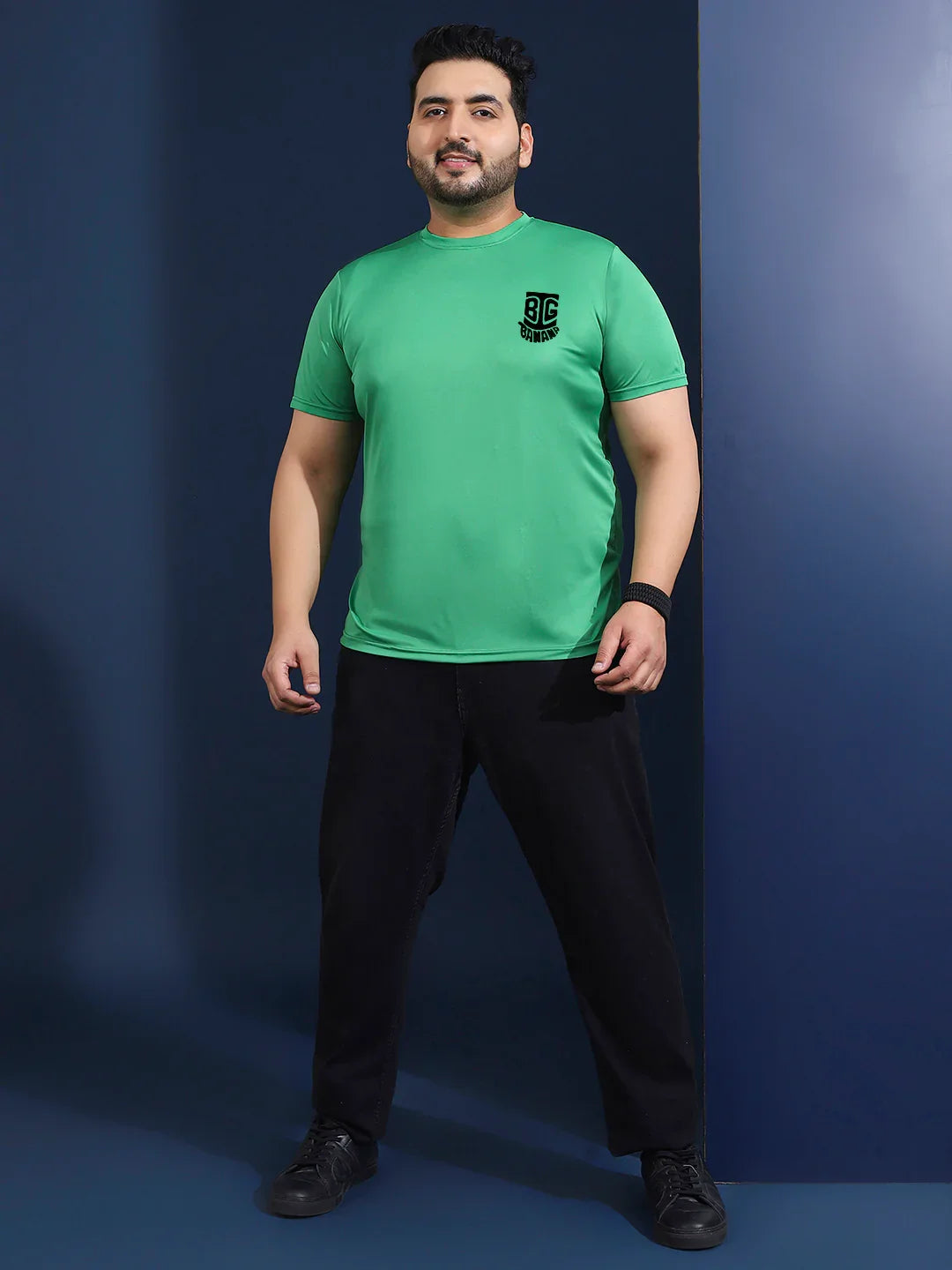 Men Plus Size Vibend Printed Green Round Neck Tshirt - bigbanana