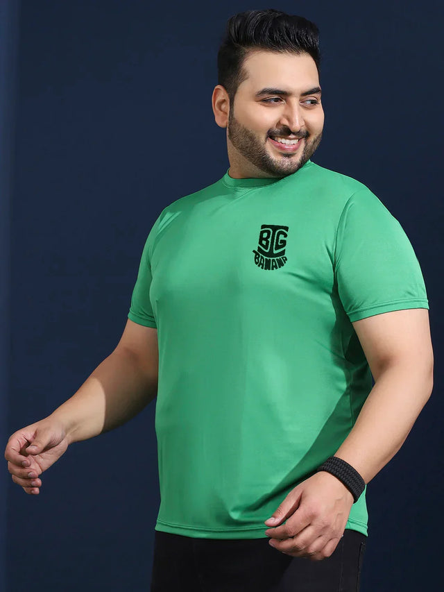 Men Plus Size Vibend Printed Green Round Neck Tshirt - bigbanana