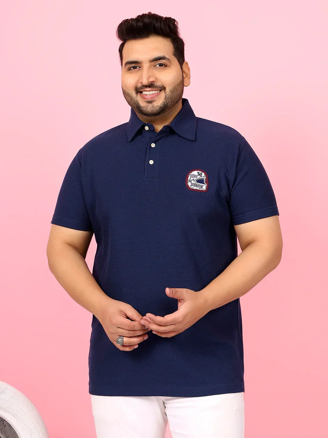 Men Plus Size Viral Solid Polo Tshirt - bigbanana