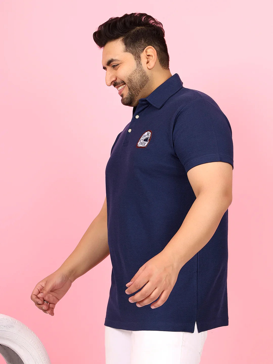 Men Plus Size Viral Solid Polo Tshirt - bigbanana