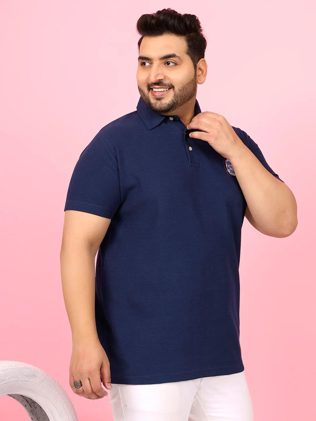 Men Plus Size Viral Solid Polo Tshirt - bigbanana