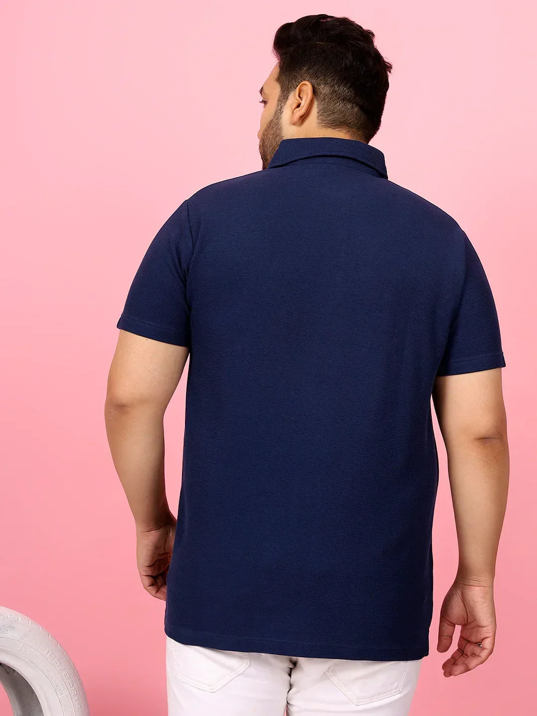 Men Plus Size Viral Solid Polo Tshirt - bigbanana