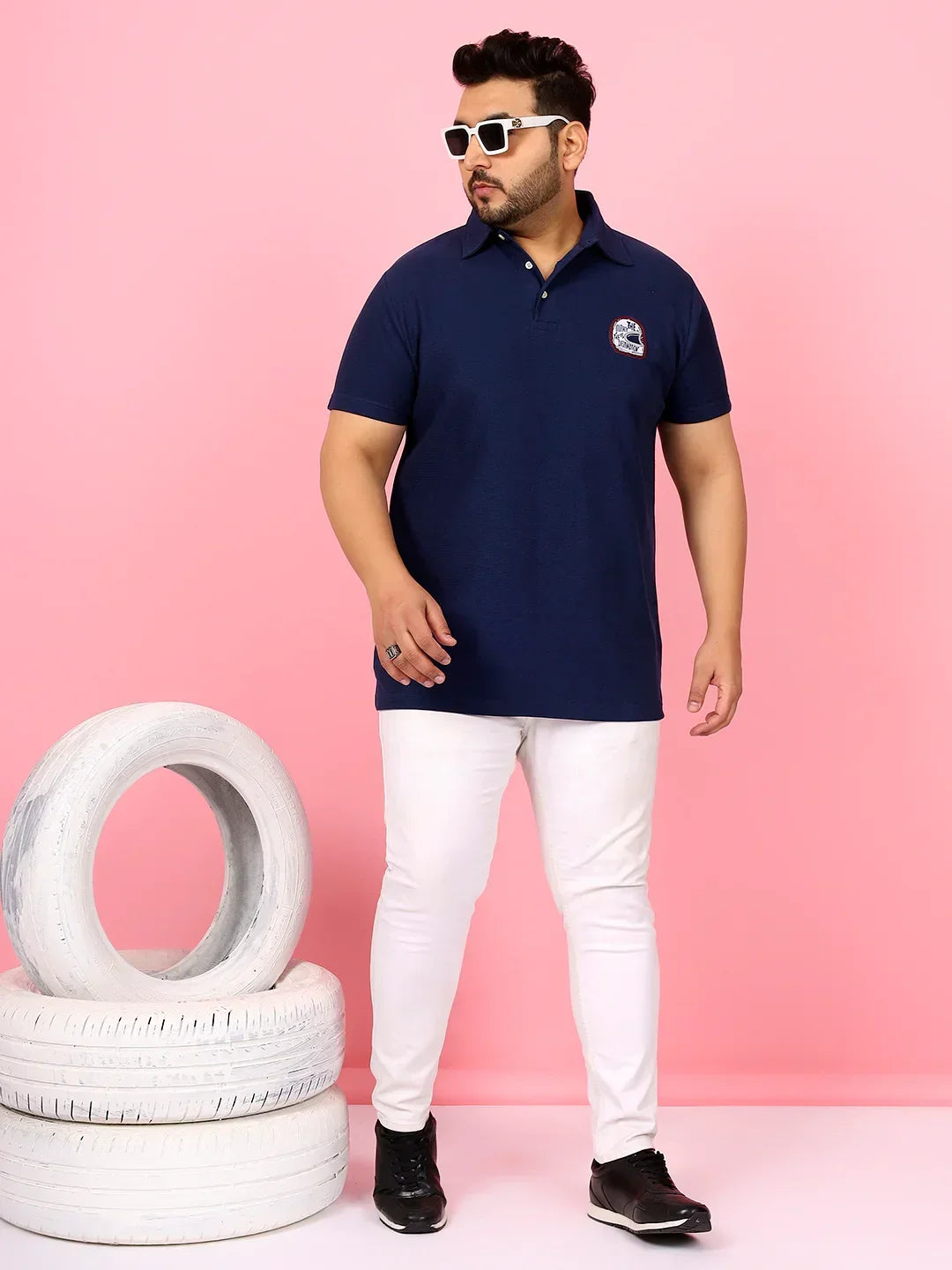 Men Plus Size Viral Solid Polo Tshirt - bigbanana