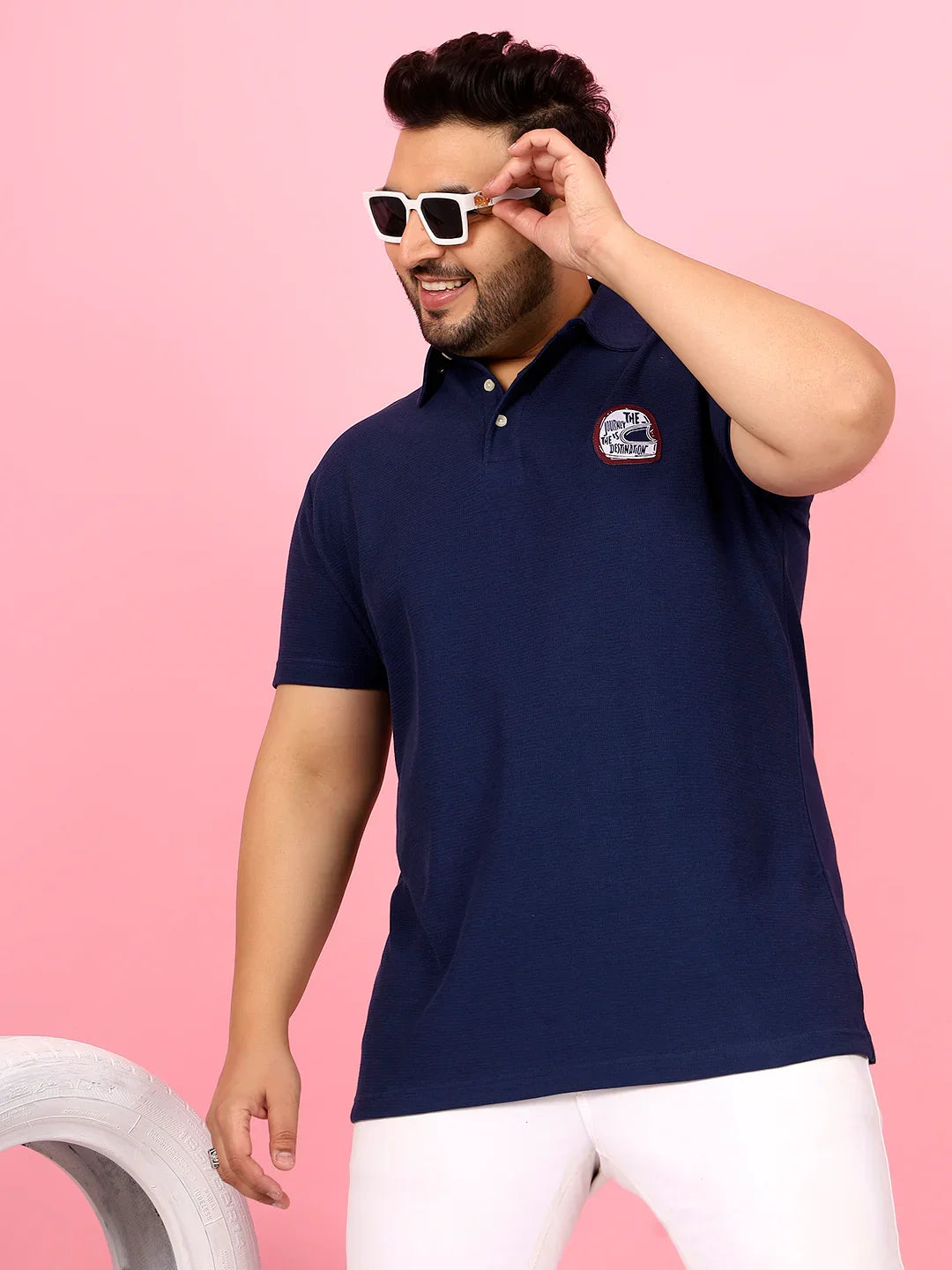 Men Plus Size Viral Solid Polo Tshirt - bigbanana