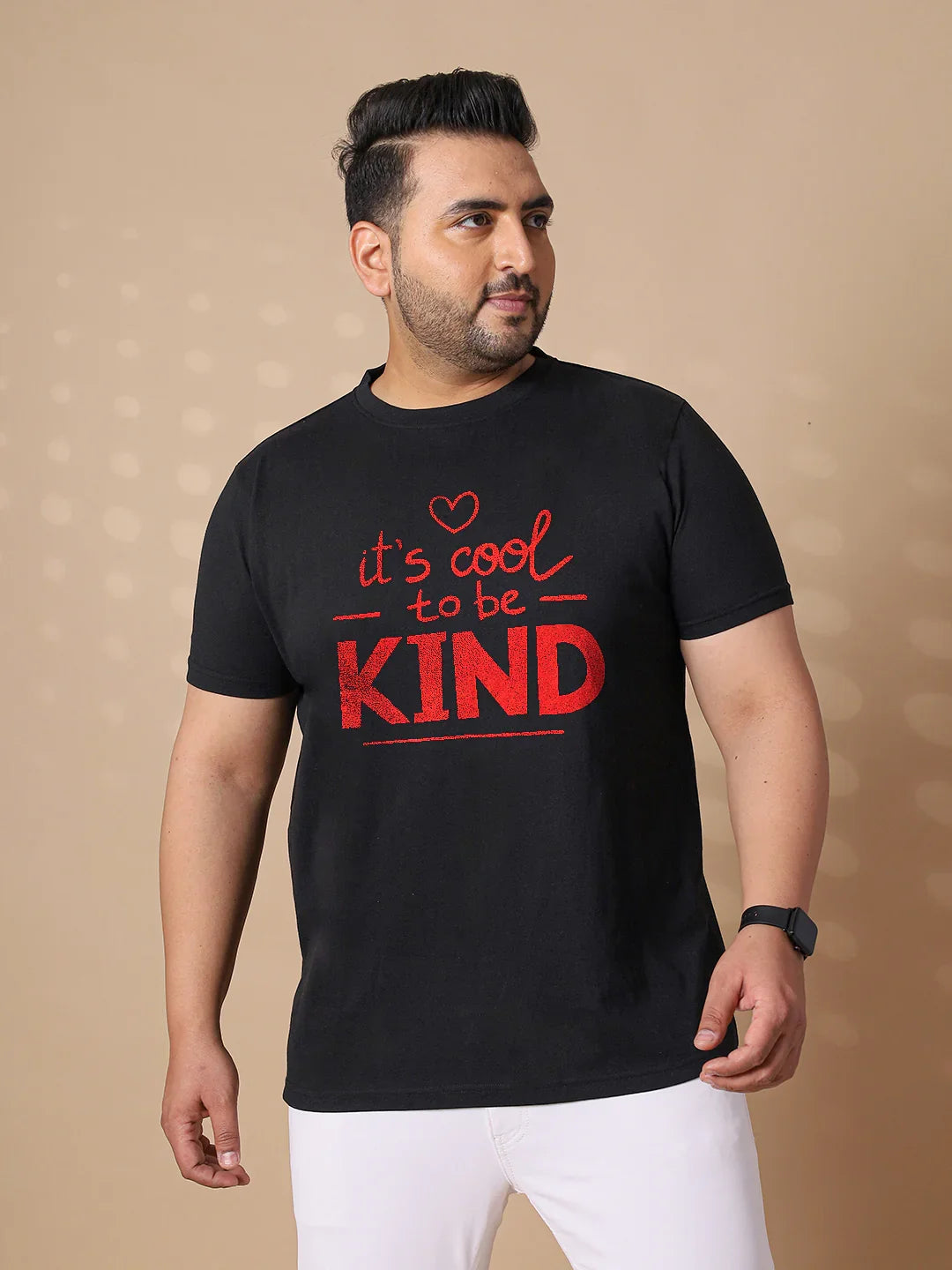 Men Plus Size Wah Striped Black Round Neck Tshirt - bigbanana