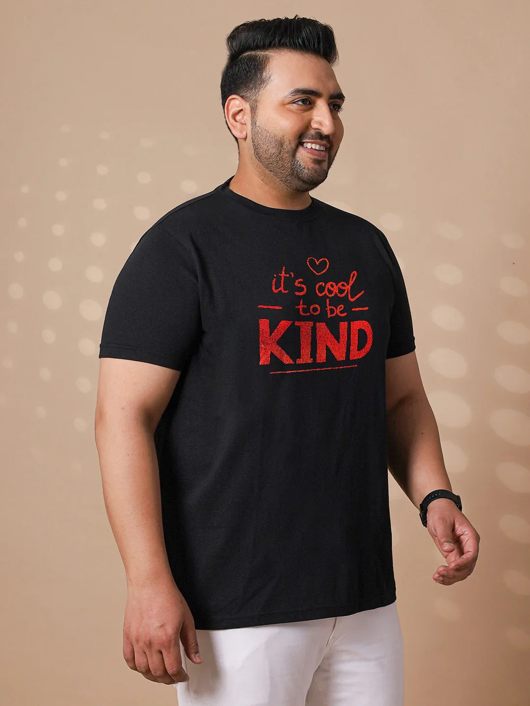 Men Plus Size Wah Striped Black Round Neck Tshirt - bigbanana