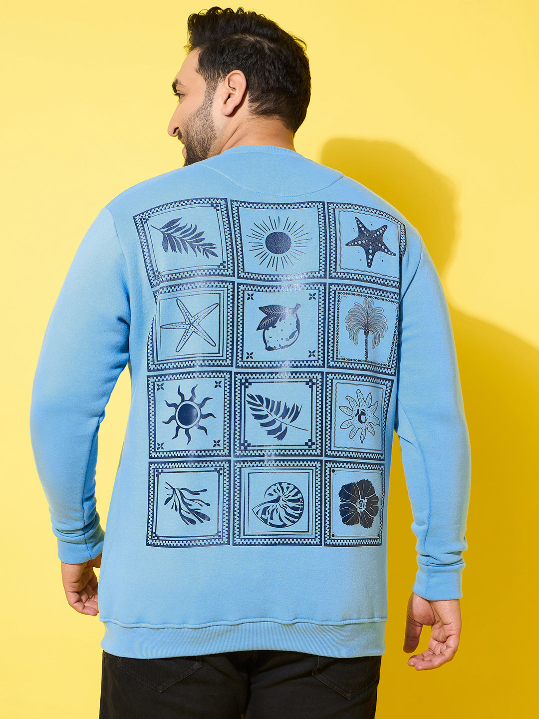 Men Plus Size Wander Blue Printed Sweatshirt