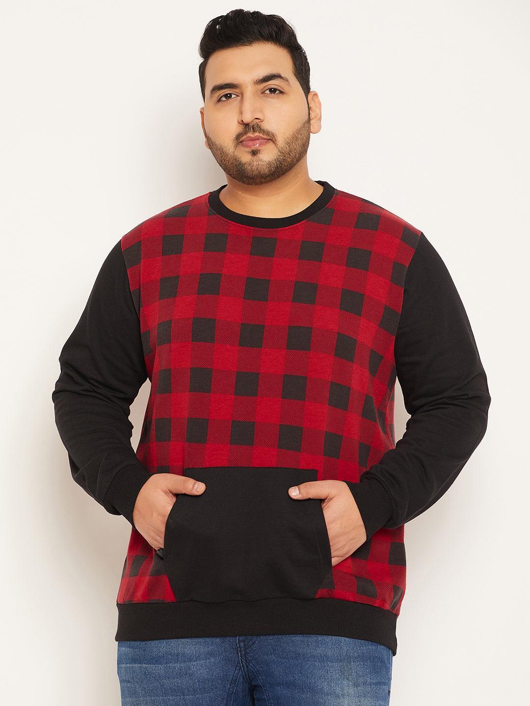 Men Plus Size Warm Colorblock Sweatshirt - bigbanana