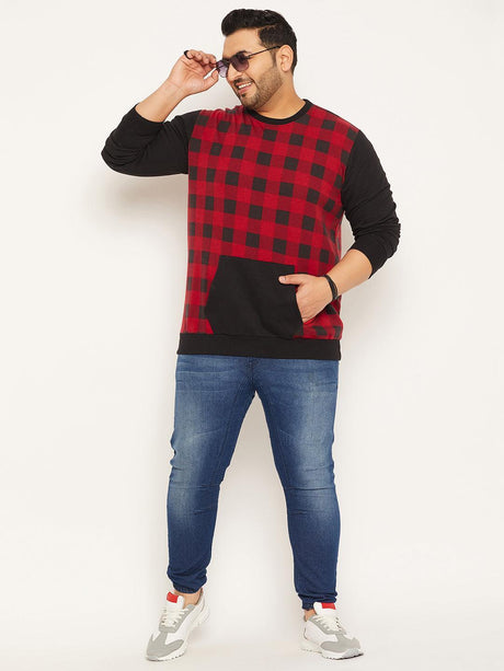 Men Plus Size Warm Colorblock Sweatshirt - bigbanana