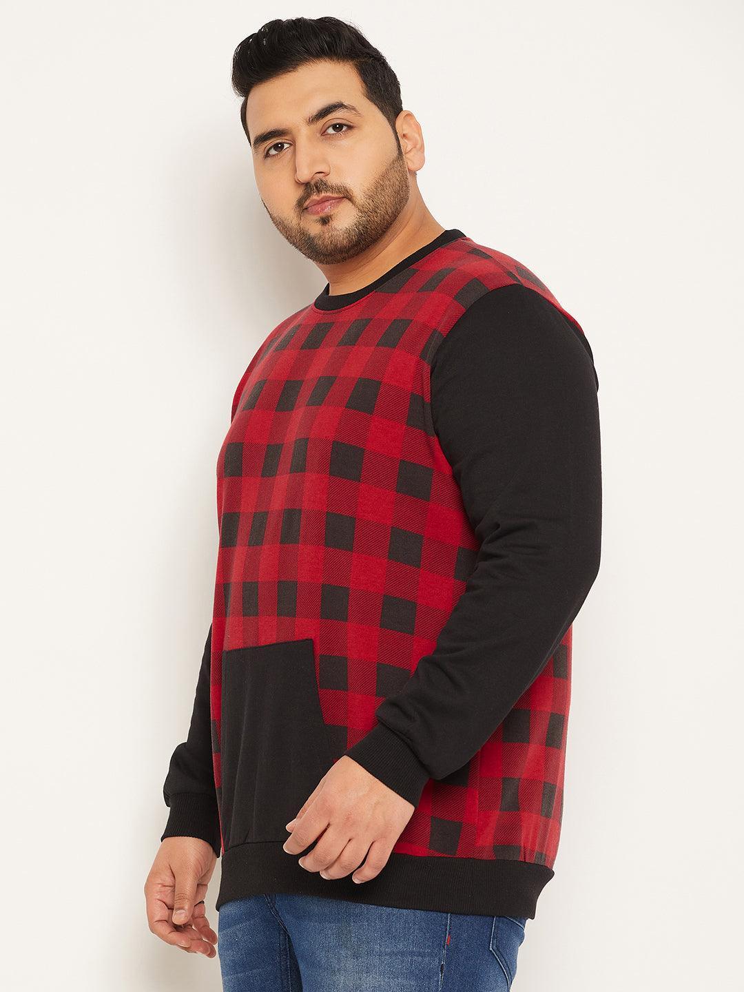 Men Plus Size Warm Colorblock Sweatshirt - bigbanana