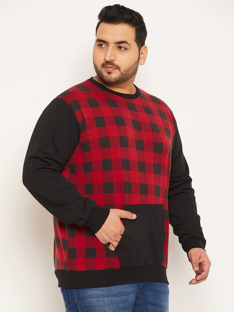 Men Plus Size Warm Colorblock Sweatshirt - bigbanana