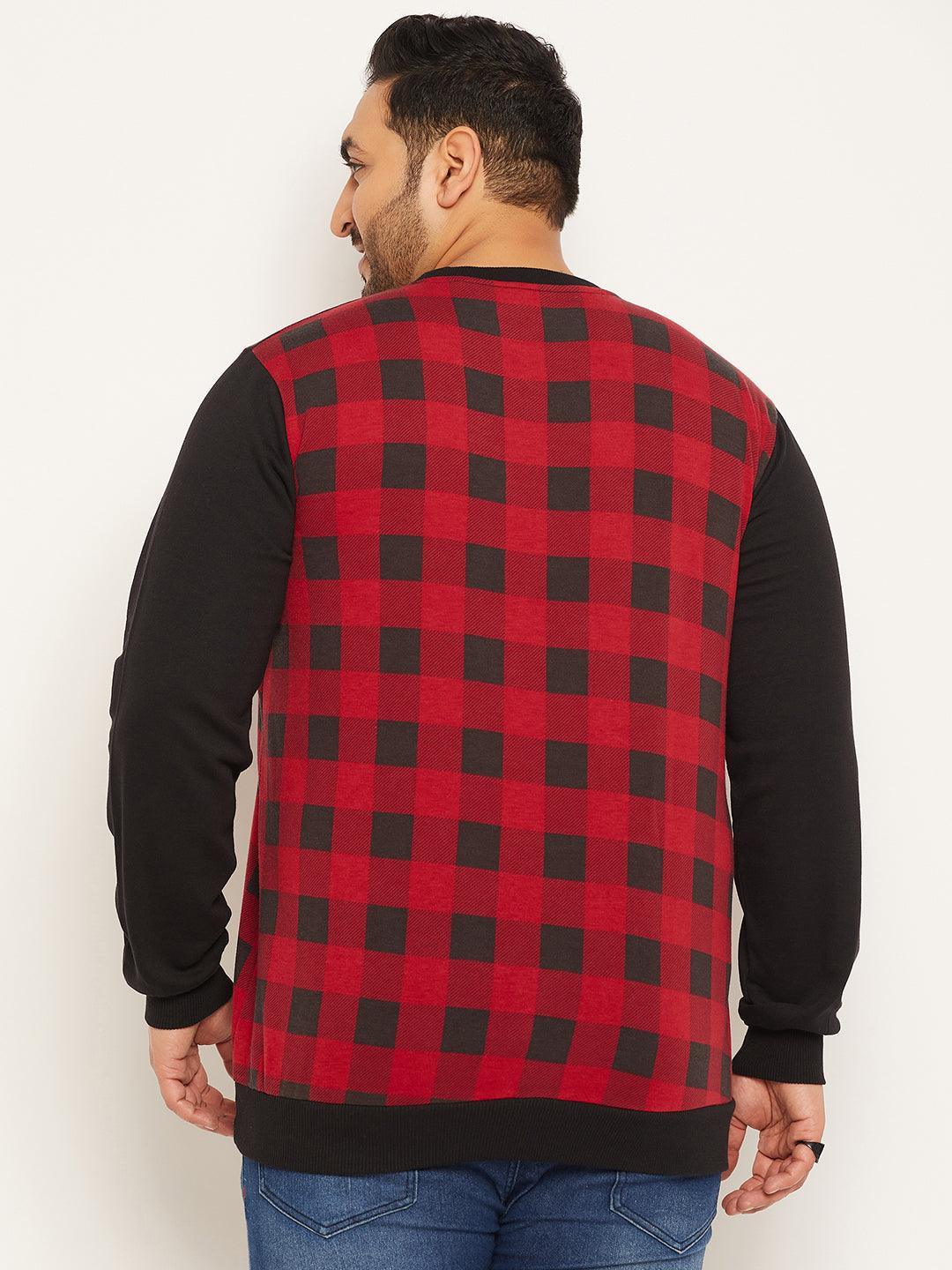 Men Plus Size Warm Colorblock Sweatshirt - bigbanana