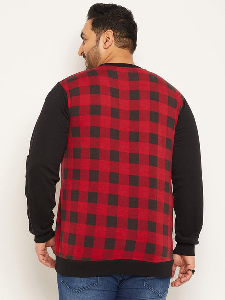 Men Plus Size Warm Colorblock Sweatshirt - bigbanana