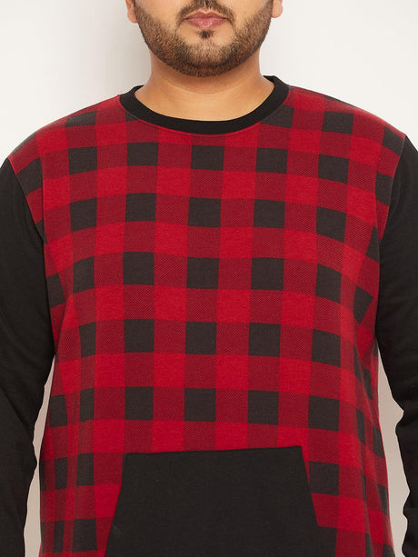 Men Plus Size Warm Colorblock Sweatshirt - bigbanana