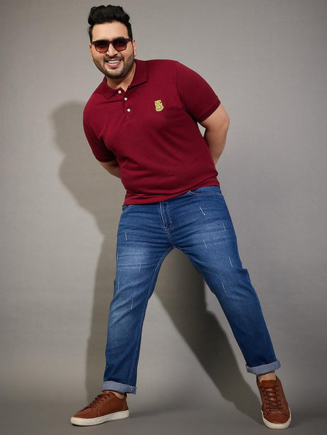 Men Plus Size Welder-10 Washed Indigo Denim - bigbanana