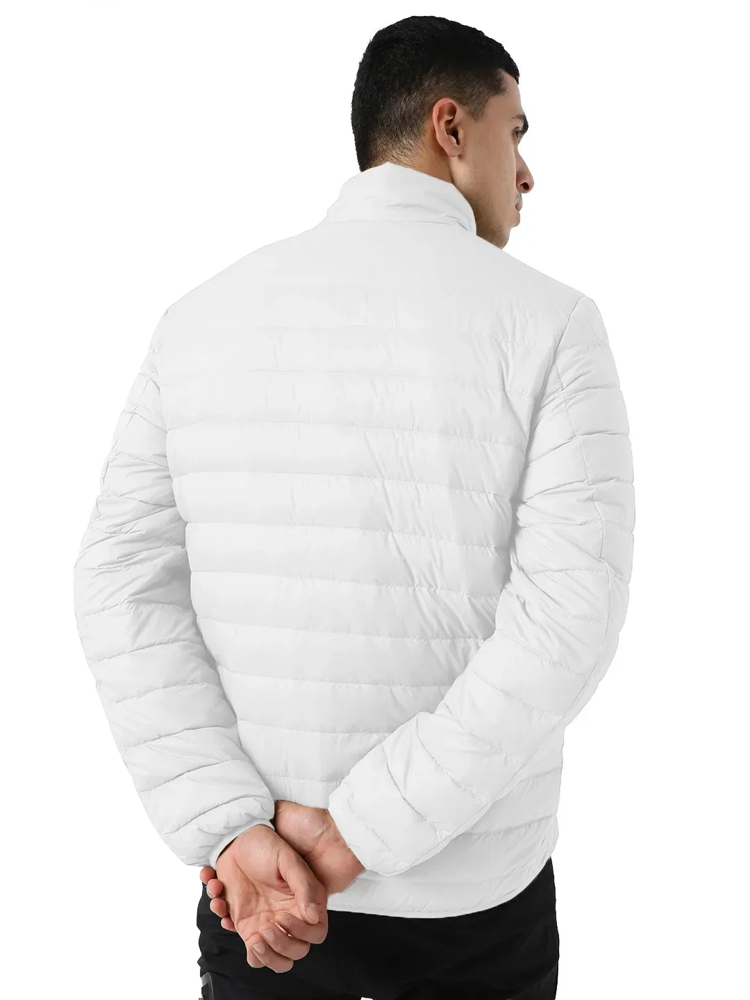 Men Plus Size NYC-White-F Solid Bomber Jacket - bigbanana