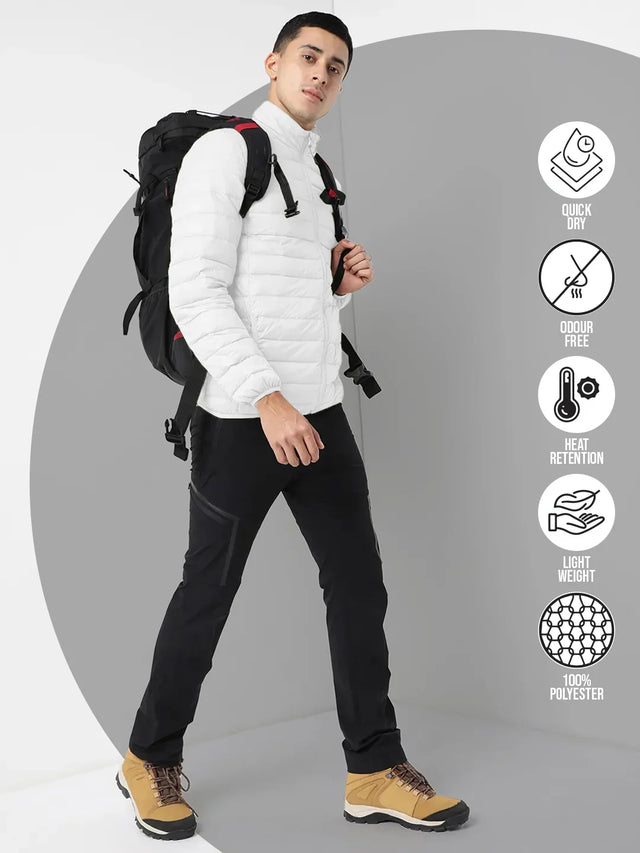 Men Plus Size NYC-White-F Solid Bomber Jacket - bigbanana