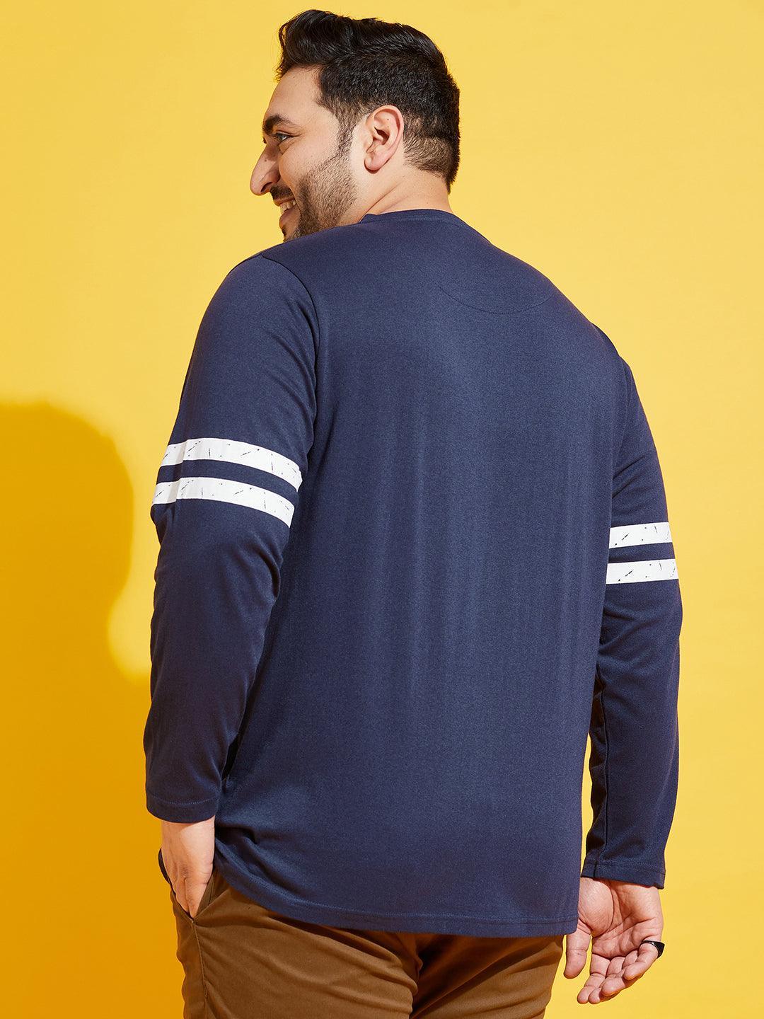 Men Plus Size Wimbledon Solid Henley Tshirt - bigbanana