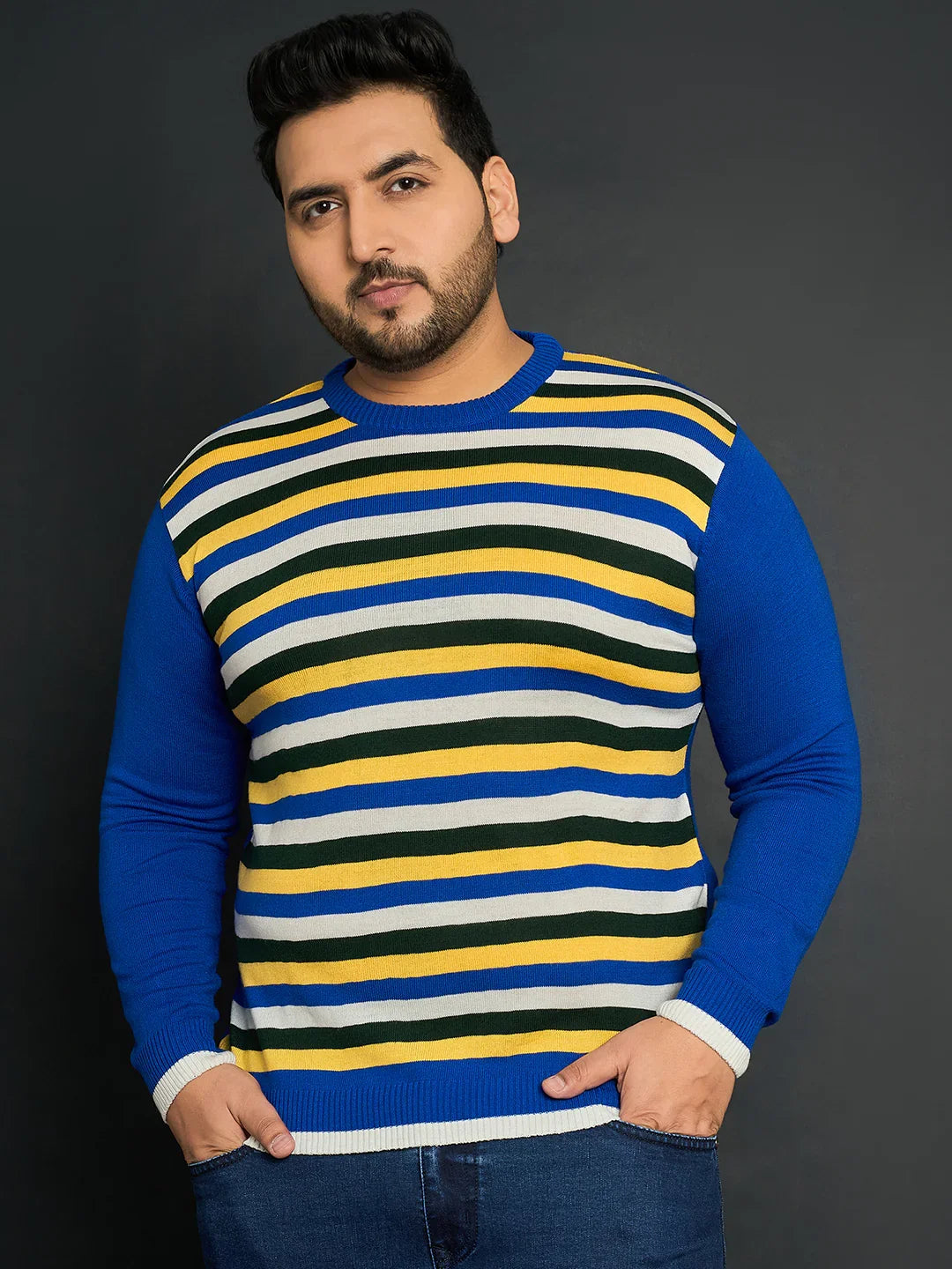 Men Plus Size Winton Striped Sweater - bigbanana