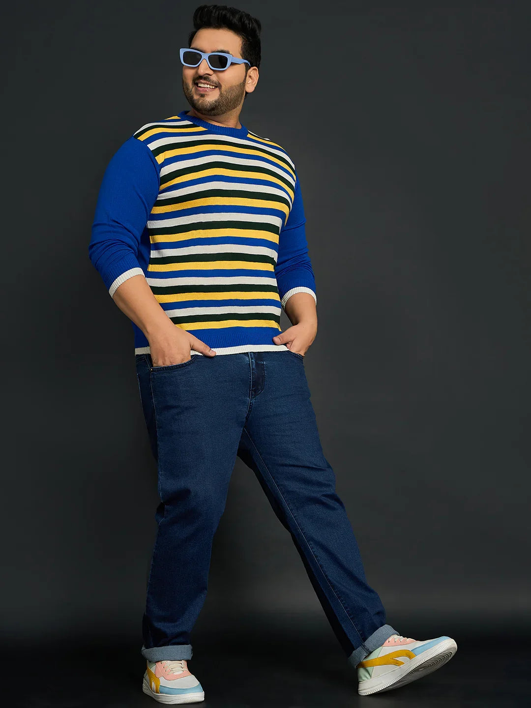Men Plus Size Winton Striped Sweater - bigbanana