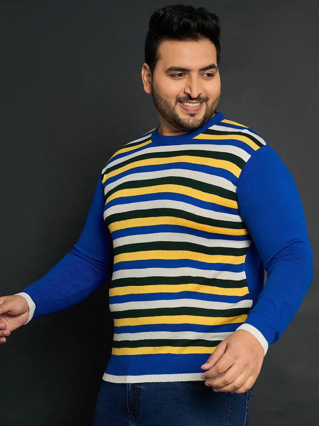 Men Plus Size Winton Striped Sweater - bigbanana
