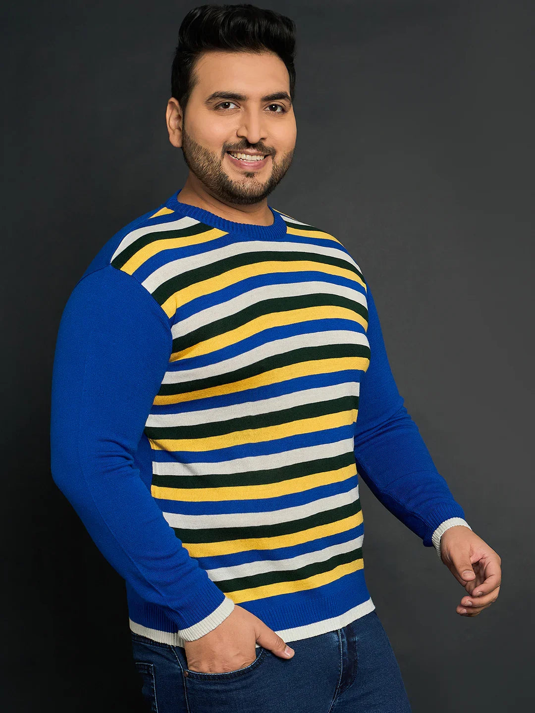 Men Plus Size Winton Striped Sweater - bigbanana