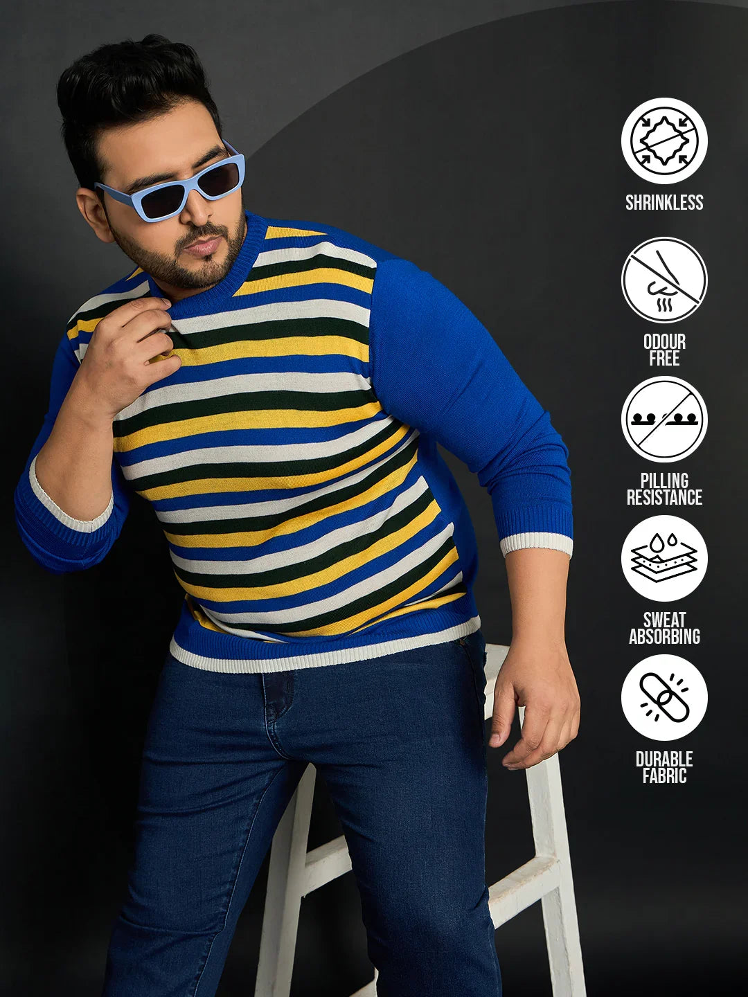 Men Plus Size Winton Striped Sweater - bigbanana
