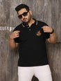 Men Plus Size Wistful Solid Black Polo Tshirt - bigbanana