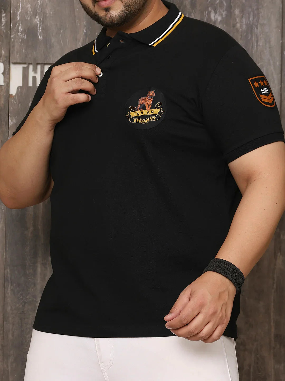 Men Plus Size Wistful Solid Black Polo Tshirt - bigbanana