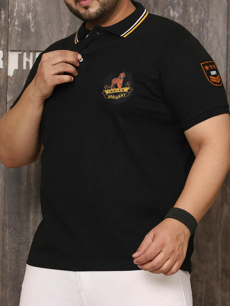 Men Plus Size Wistful Solid Black Polo Tshirt - bigbanana