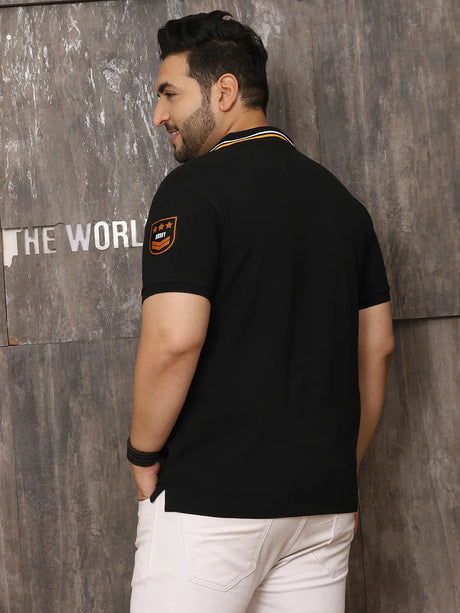 Men Plus Size Wistful Solid Black Polo Tshirt - bigbanana