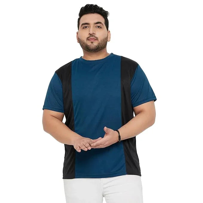 Men Plus Size Yang Colorblock Round Neck Tshirt - bigbanana