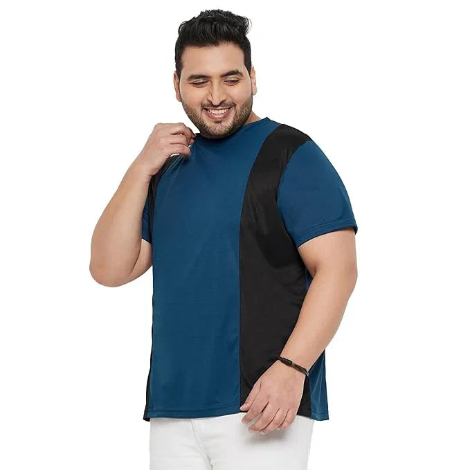 Men Plus Size Yang Colorblock Round Neck Tshirt - bigbanana