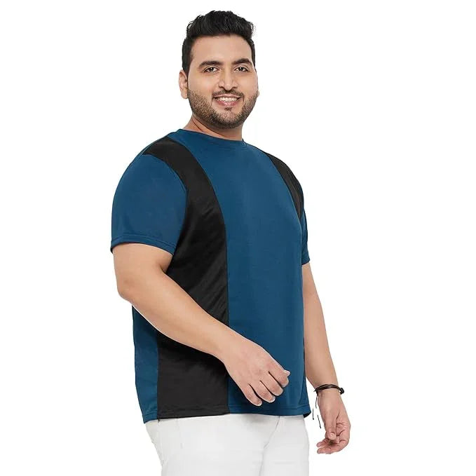 Men Plus Size Yang Colorblock Round Neck Tshirt - bigbanana