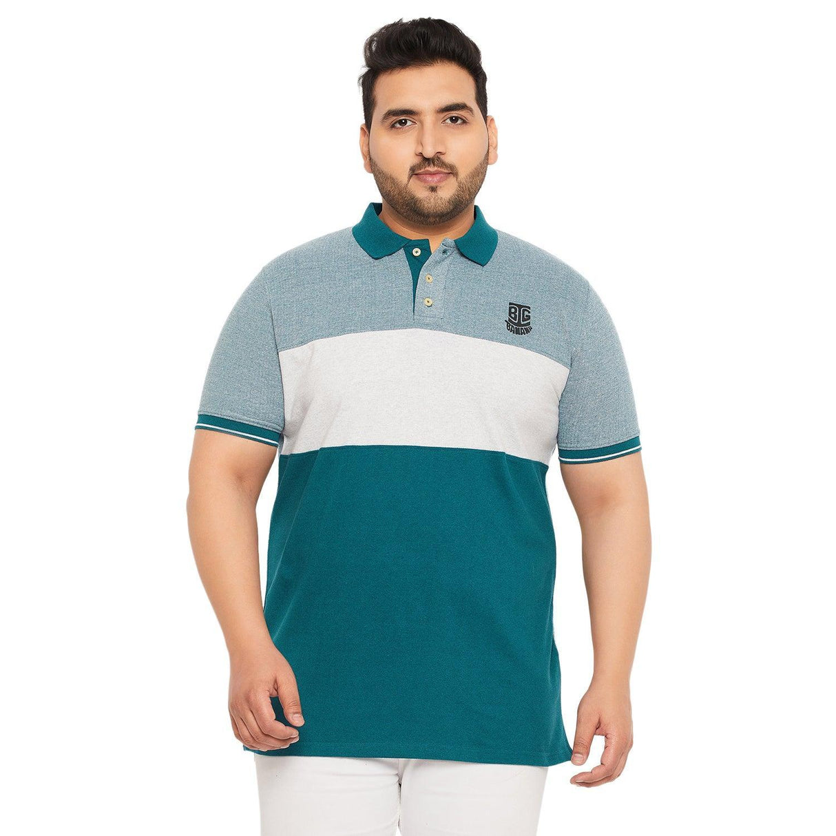 Men Plus Size Yango Colorblock Polo Tshirt - bigbanana