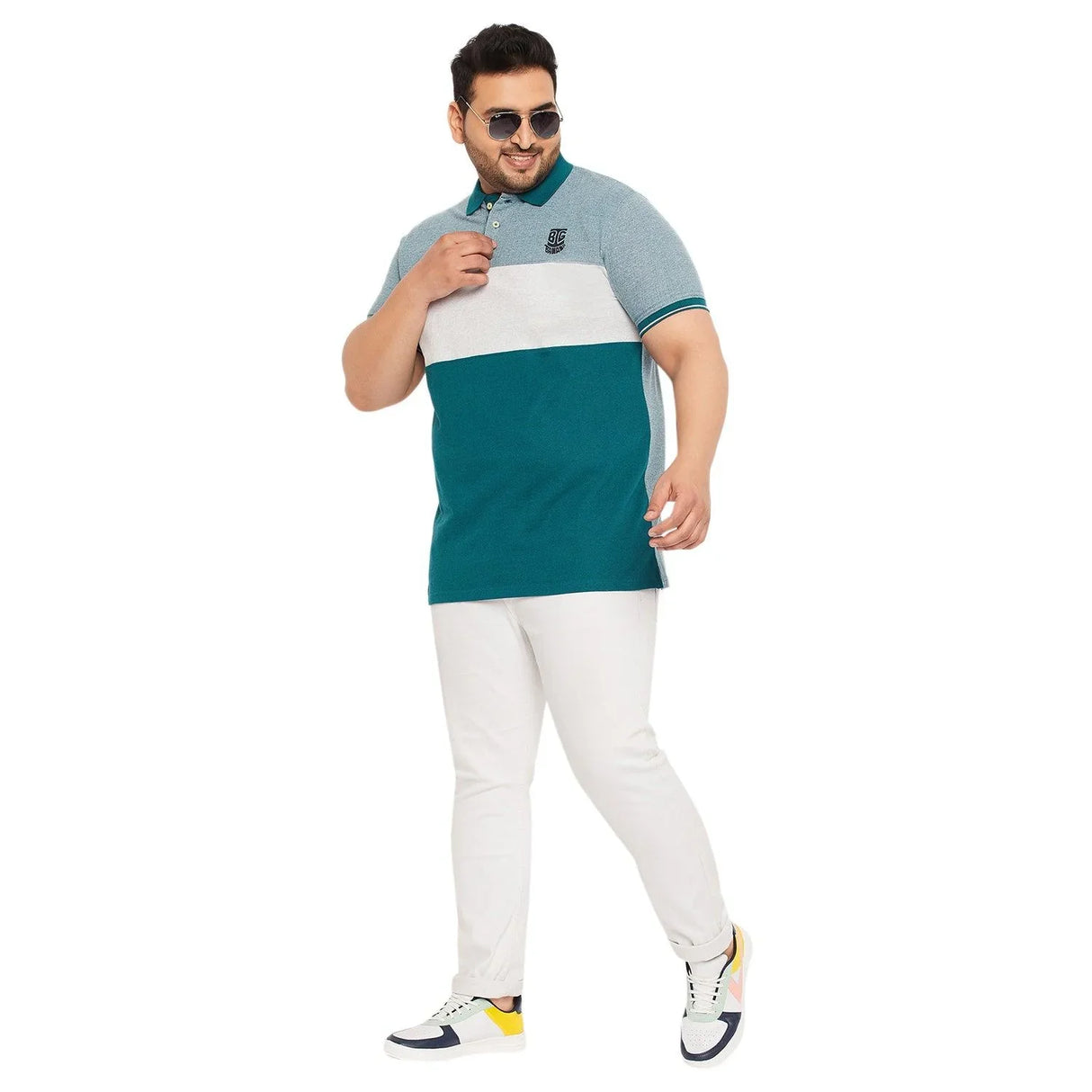 Men Plus Size Yango Colorblock Polo Tshirt - bigbanana