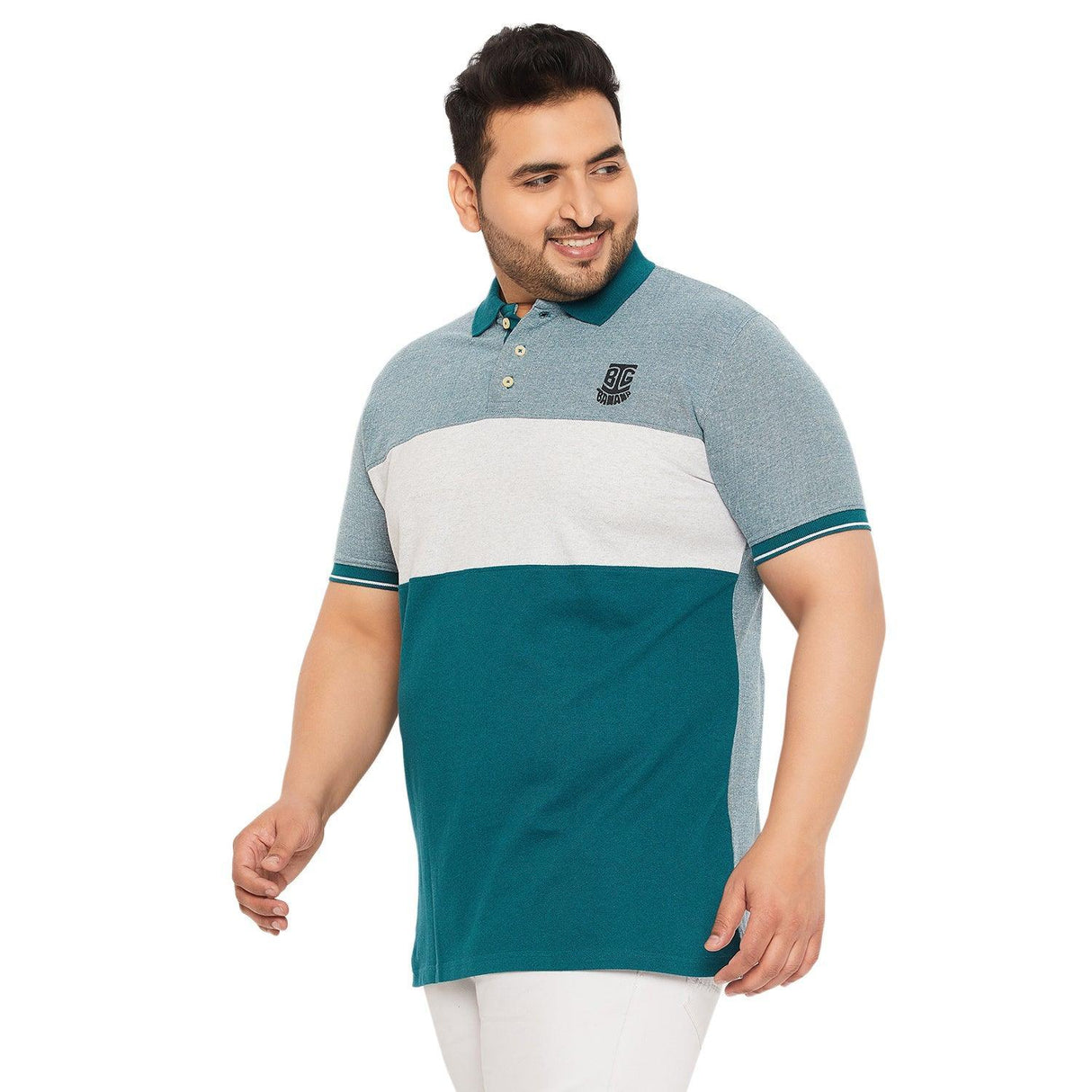 Men Plus Size Yango Colorblock Polo Tshirt - bigbanana