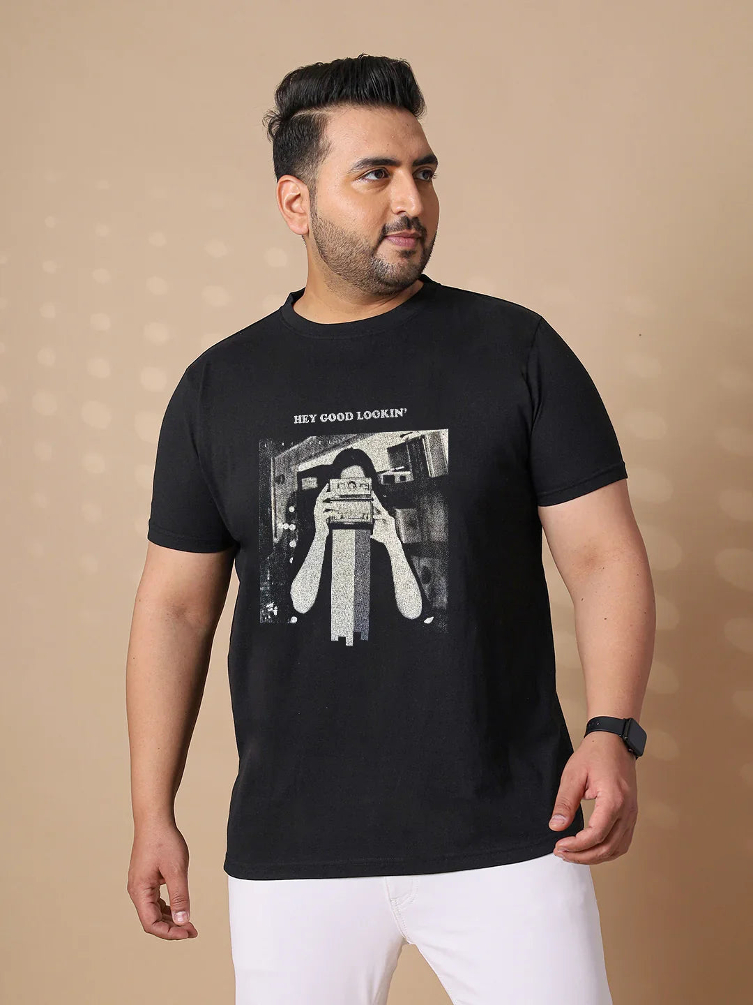 Men Plus Size Yee Striped Black Round Neck Tshirt - bigbanana