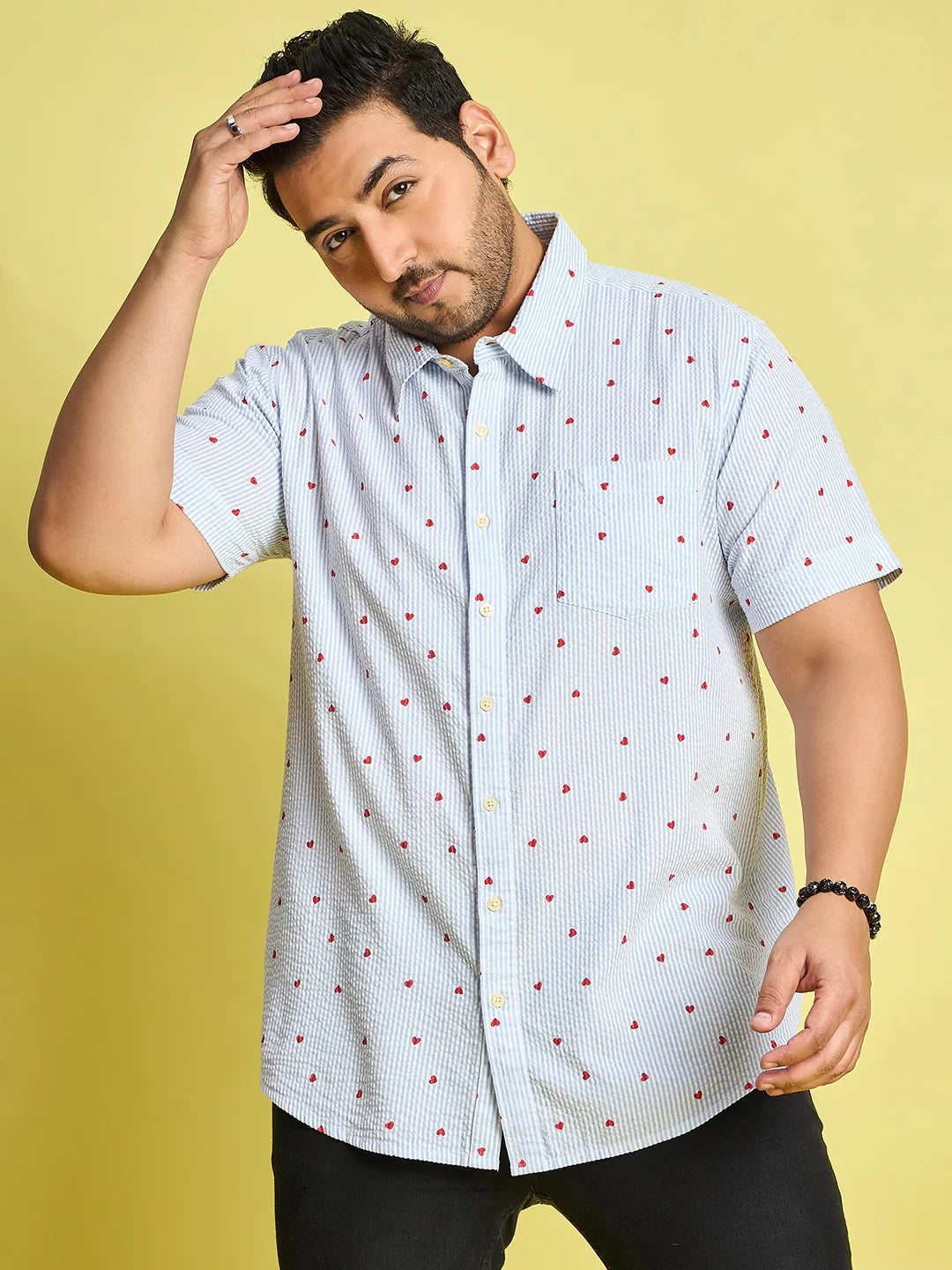 Men Plus Size Zadok Heart Printed Multi Color shirt - bigbanana